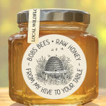 Adesivo Redondo Da Minha Colmeia À Sua Mesa Vintage Passe Logotipo<br><div class="desc">Esta bonito bifurcação com texto editável funciona lindamente como um logotipo de Boné Jar para tampas de Jar de Mel.</div>
