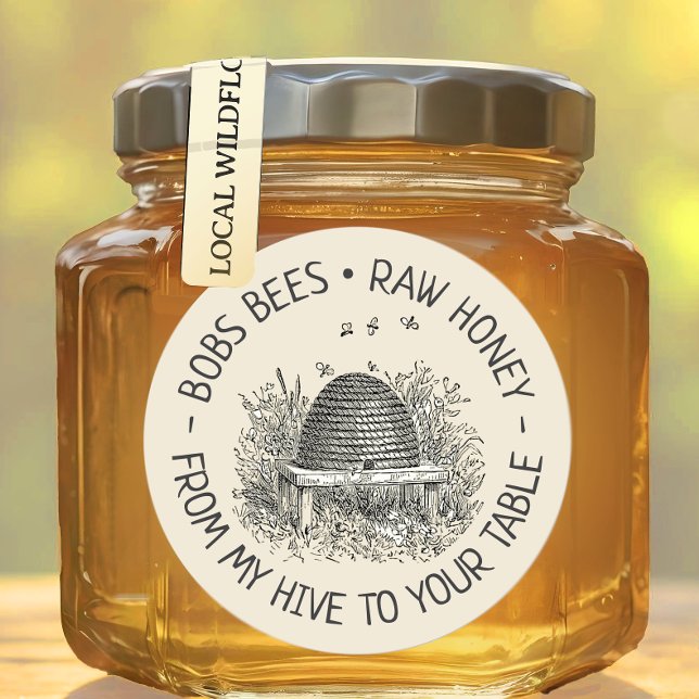 Adesivo Redondo Da Minha Colmeia À Sua Mesa Vintage Passe Logotipo (Criador carregado)