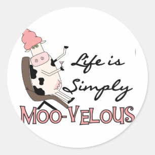 Adesivo Redondo Da vaca camiseta MOO-velous e presentes