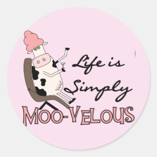 Adesivo Redondo Da vaca camiseta MOO-velous e presentes