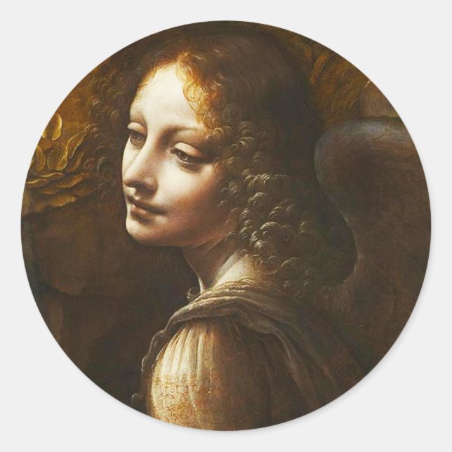 Adesivo Redondo Da Vinci Virgem dos Vinheiros Anjos das Rochas (Frente)