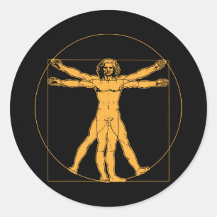 Adesivo Redondo Da Vinci Vitruvian Man