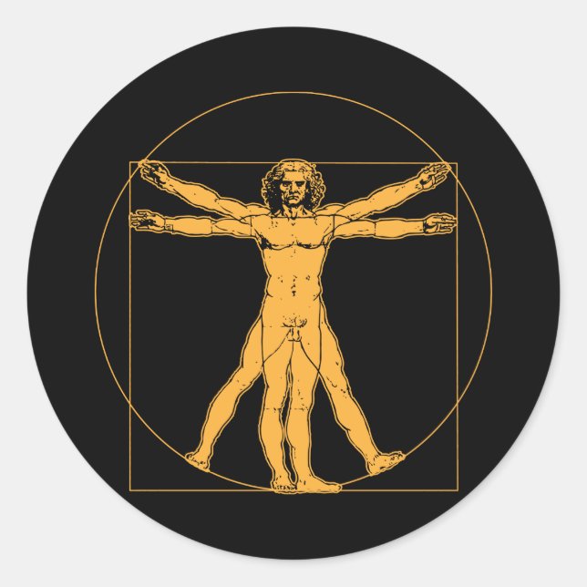 Adesivo Redondo Da Vinci Vitruvian Man (Frente)