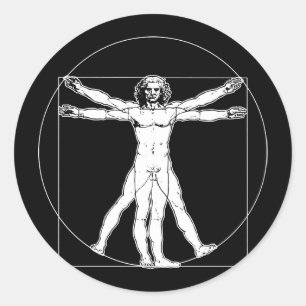 Adesivo Redondo Da Vinci Vitruvian Man Sticker