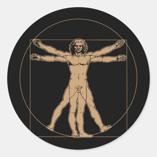 Adesivo Redondo Da Vinci Vitruvian Man Sticker (Frente)
