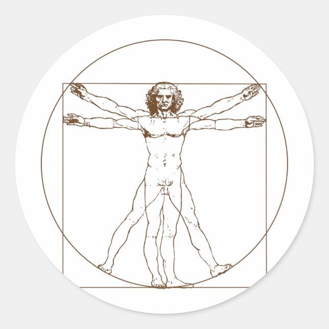 Adesivo Redondo Da Vinci Vitruvian Man Sticker (Frente)