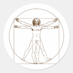 Adesivo Redondo Da Vinci Vitruvian Man Sticker