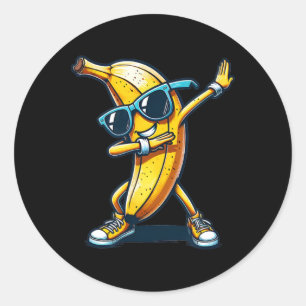 Adesivo Redondo Dab Banana Dancing Dabbing Banana Memória Fruta