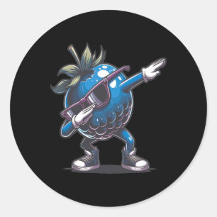 Adesivo Redondo Dab Blueberry Dancing Dabbing Fruta Blueberry