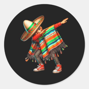 Adesivo Redondo Dab Dance Dabbing Poncho Cinco De Mayo Men Mexican