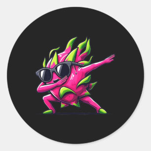 Adesivo Redondo Dab Fruta Dancing Dabbing Dragon Fruta Memória