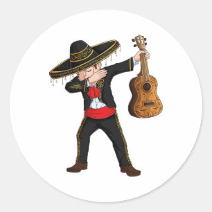 Adesivo Redondo Dab Mexicano Mariachi Costume Charro Sombrero Cinc