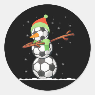 Adesivo Redondo Dab Snowman Fez Bolas De Futebol Engraçado Natal