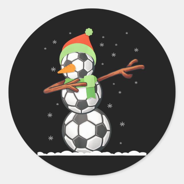 Adesivo Redondo Dab Snowman Fez Bolas De Futebol Engraçado Natal (Frente)
