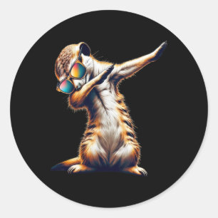 Adesivo Redondo Dab Surikate Dançante Meerkat