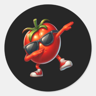 Adesivo Redondo Dab Tomato Dancing Dabbing Tomato Fruta