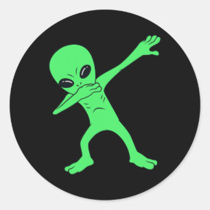Adesivo Redondo Dabbing Alienígena Halloween Diversão Dab Boys Kid