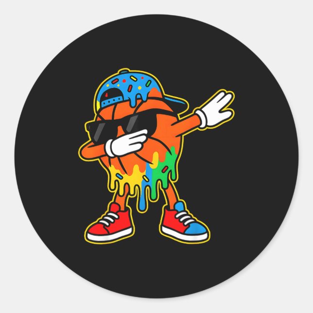 Adesivo Redondo Dabbing Basketball Ice Cream Drip Boys Basketball  (Frente)