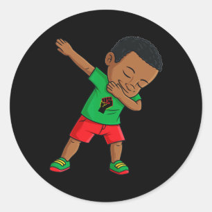 Adesivo Redondo Dabbing Black King Juneteenésimo Boys Kids Dab