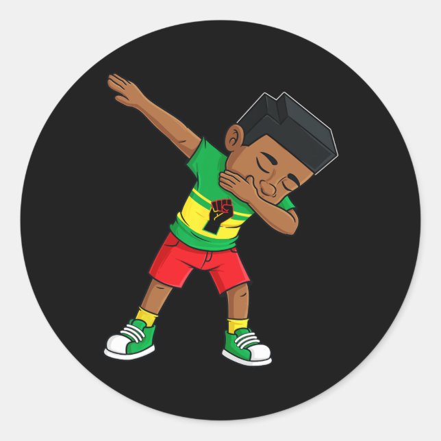 Adesivo Redondo Dabbing Black King Junetets Brown Skin Boys Kids (Frente)