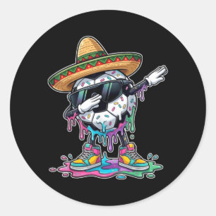 Adesivo Redondo Dabbing Bola De Futebol Sombrero Cinco De Mayo Mex