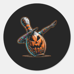 Adesivo Redondo Dabbing Boliche Pin Bowler Jack O Lantern Spooky H