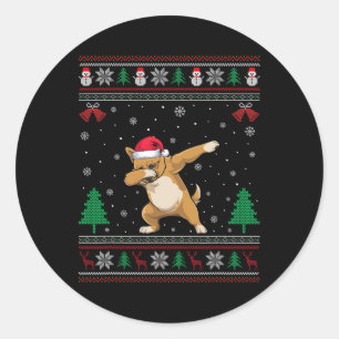 Adesivo Redondo Dabbing Brussel Griffon Dog Santa Hat Garotas