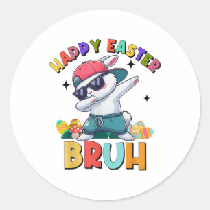 Adesivo Redondo Dabbing Bunny Bruh Felz pascoa Day Ovos Adolescent