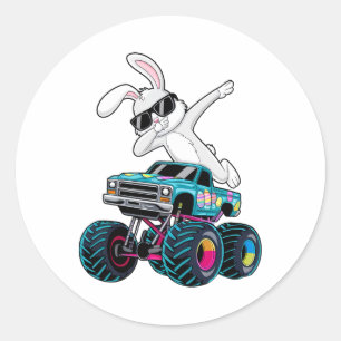 Adesivo Redondo Dabbing Bunny Felz pascoa Monster Truck Lovers Ki