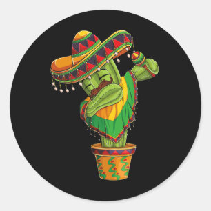 Adesivo Redondo Dabbing Cactus Cinco De Mayo Mexicano Poncho Boys 