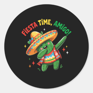 Adesivo Redondo Dabbing Cactus Funny Cinco De Mayo Boys Kids Men