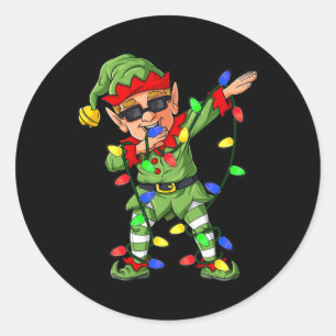 Adesivo Redondo Dabbing Elf Claus Árvore de Natal Meninos