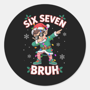 Adesivo Redondo Dabbing Elf Six Seven Bruh Natal 67 Meme Natal