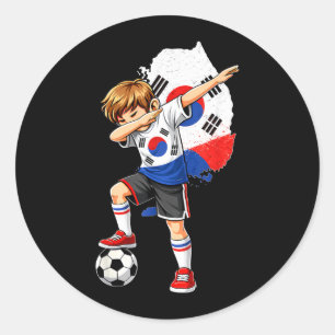 Adesivo Redondo Dabbing Futebol Coreia do Sul Camisa Menino Coreia