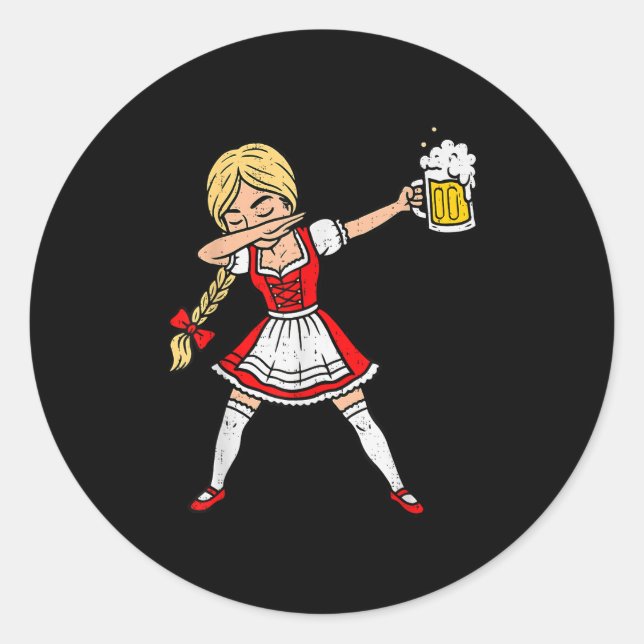 Adesivo Redondo Dabbing German Lederhosen Bebendo Beer (Frente)
