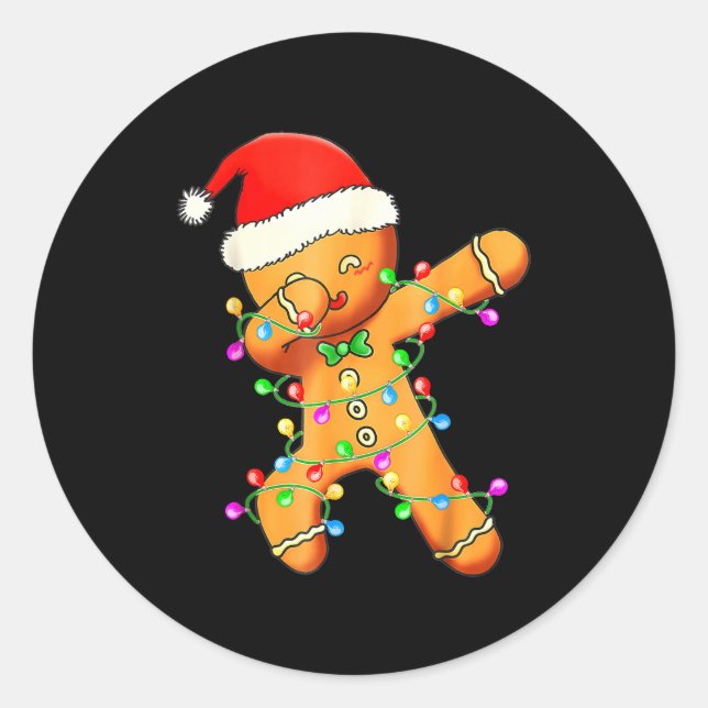 Adesivo Redondo Dabbing Gingerbread Christmas  (Frente)