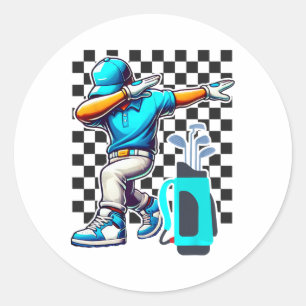 Adesivo Redondo Dabbing Golf Player Golfer Golfing Engraçado Homen