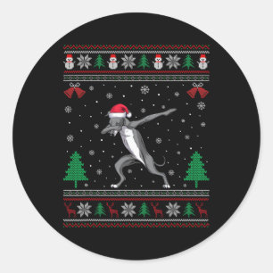 Adesivo Redondo Dabbing Greyhound Dog Santa Hat Garotas Crianças C