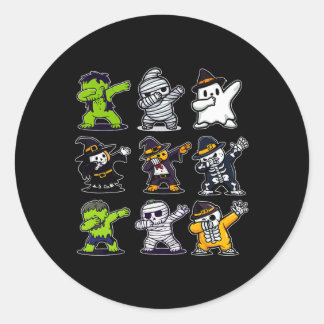 Adesivo Redondo Dabbing Halloween Boys Skeleton Zombie Scary Pumpk
