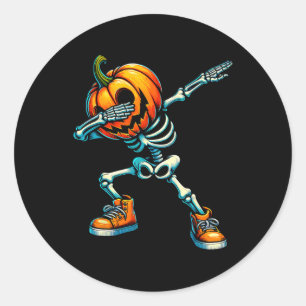 Adesivo Redondo Dabbing Halloween Skeleton Boys Trick Trey Funny