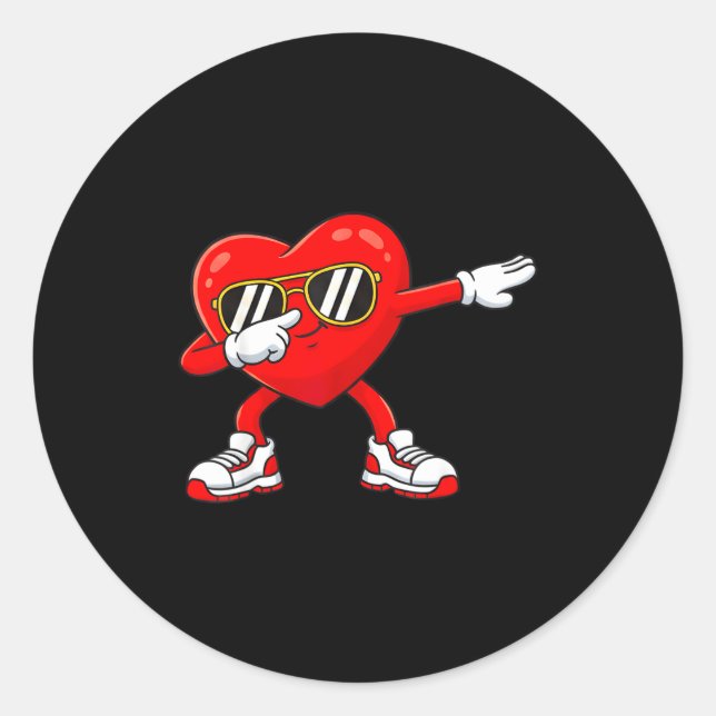 Adesivo Redondo Dabbing Heart Funny Toddler Girls Kids Boys Valent (Frente)