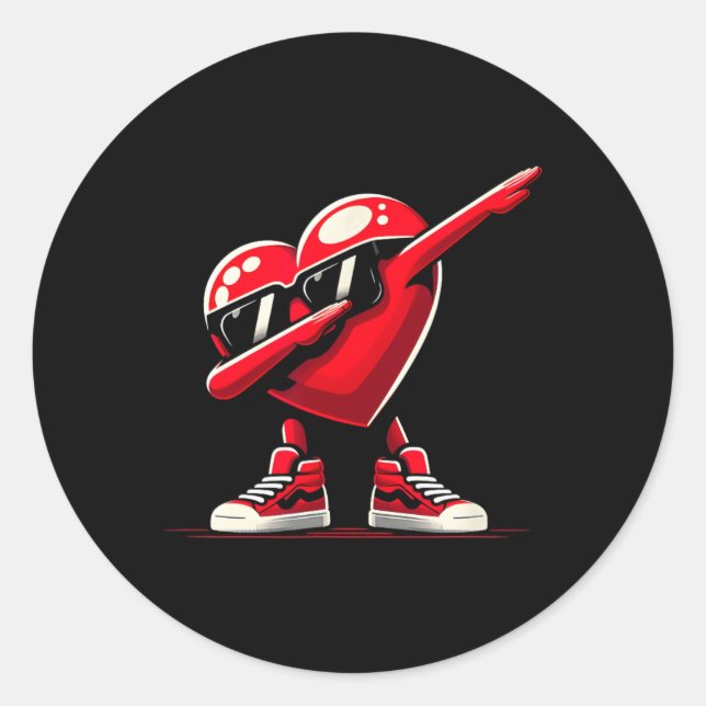 Adesivo Redondo Dabbing Heart Funny Valentine Design Perfect For F (Frente)