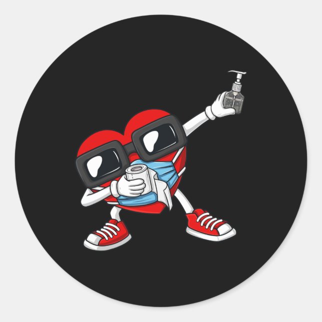 Adesivo Redondo Dabbing Heart In A Mask Fun Dia de os namorados Da (Frente)