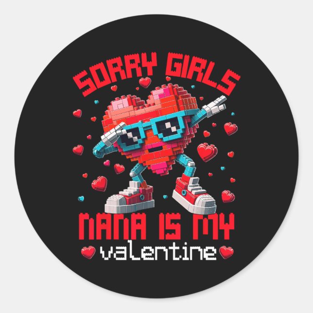 Adesivo Redondo Dabbing Heart Sorry Girls Nana Valentine Building  (Frente)