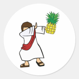 Adesivo Redondo Dabbing Jesus Pineapple Aloha Beija Dan Havaiano