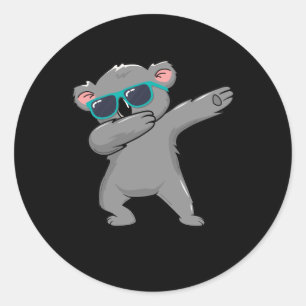 Adesivo Redondo Dabbing Koala Bear com óculos de sol Legal Koala
