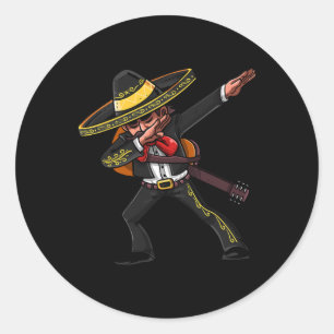 Adesivo Redondo Dabbing Mexicano Mariachi Cinco De Mayo Costume Te
