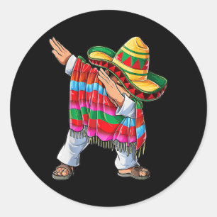 Adesivo Redondo Dabbing mexicano Poncho Cinco de Mayo Boys Men