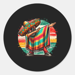 Adesivo Redondo Dabbing mexicano Poncho Cinco de Mayo Boys Men Mex