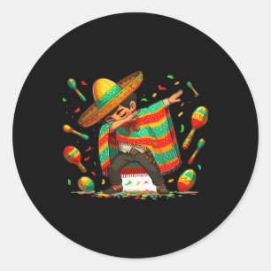 Adesivo Redondo Dabbing mexicano Poncho Cinco De Mayo Boys Men Som